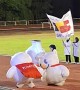 Ice Cream Mascot Does Headstand