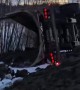Truck Tips Over While Backing Up In Snow