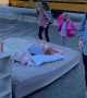 Dad Embarrasses Kids By Sleeping At Bus Stop