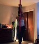 Cat and Its Owner Pole Dancing at Home