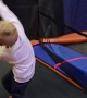Son Fails Trampoline Basketball Slam Dunk