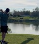Golfer Hits A Birdie