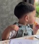 Adorable Kids Play Through Restaurant Window
