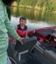 Dad Calmly Rescues Son Who Falls Into Lake Water During Fishing Trip