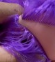 Sewing Curly Purple Hair On Toy Doll