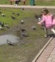 Little Girl Falls Into a Puddle