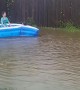 Kids' Floating Pool in Flooded Backyard