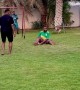 Soccer Ball Bursts When Man Makes a Save