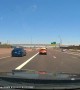 Car Drives on Freeway With Its Hood Up