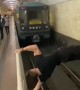 Extreme Stunt in Moscow Underground Metro Station