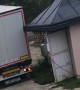 Truck Driver Hits Roof of Storage Space
