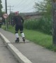 Rollerblader Trips Over Sidewalk Crack