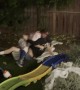 Wrestling Boys Crash Into Children's Plaything