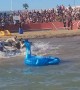 Bull Runs Loose on the Beach During Spanish Festival