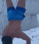 Calisthenics Display on Frozen Mountaintop