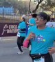 Excited Woman Trips and Loses a Shoe Before Finish Line