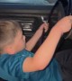 Boy Doing Burnouts in Dad's Car