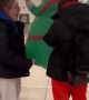 Mom Picks Up Daughter in a Christmas Tree Costume