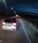 Car Attempts a Dangerous Overtake on Two-Way Street