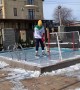 Playing Hockey on a Frozen Backyard Swimming Pool Goes Wrong