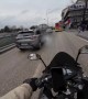 Motorcycle Makes Risky Overtaking Maneuver