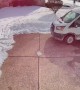 Delivery Driver Struggles to Get Out of a Narrow Driveway
