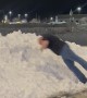 Guy Dives Head First Into Snow Mound