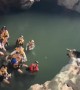 Tourists Cheer For Dog To Jump Into Water