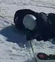 Rookie Skier Wipes Out