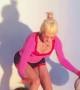 Woman In Heels Dribbles Five Basketballs