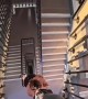Hair Hanging Stunt in Stairwell