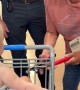 Firefighters Getting Baby Unstuck From Grocery Cart